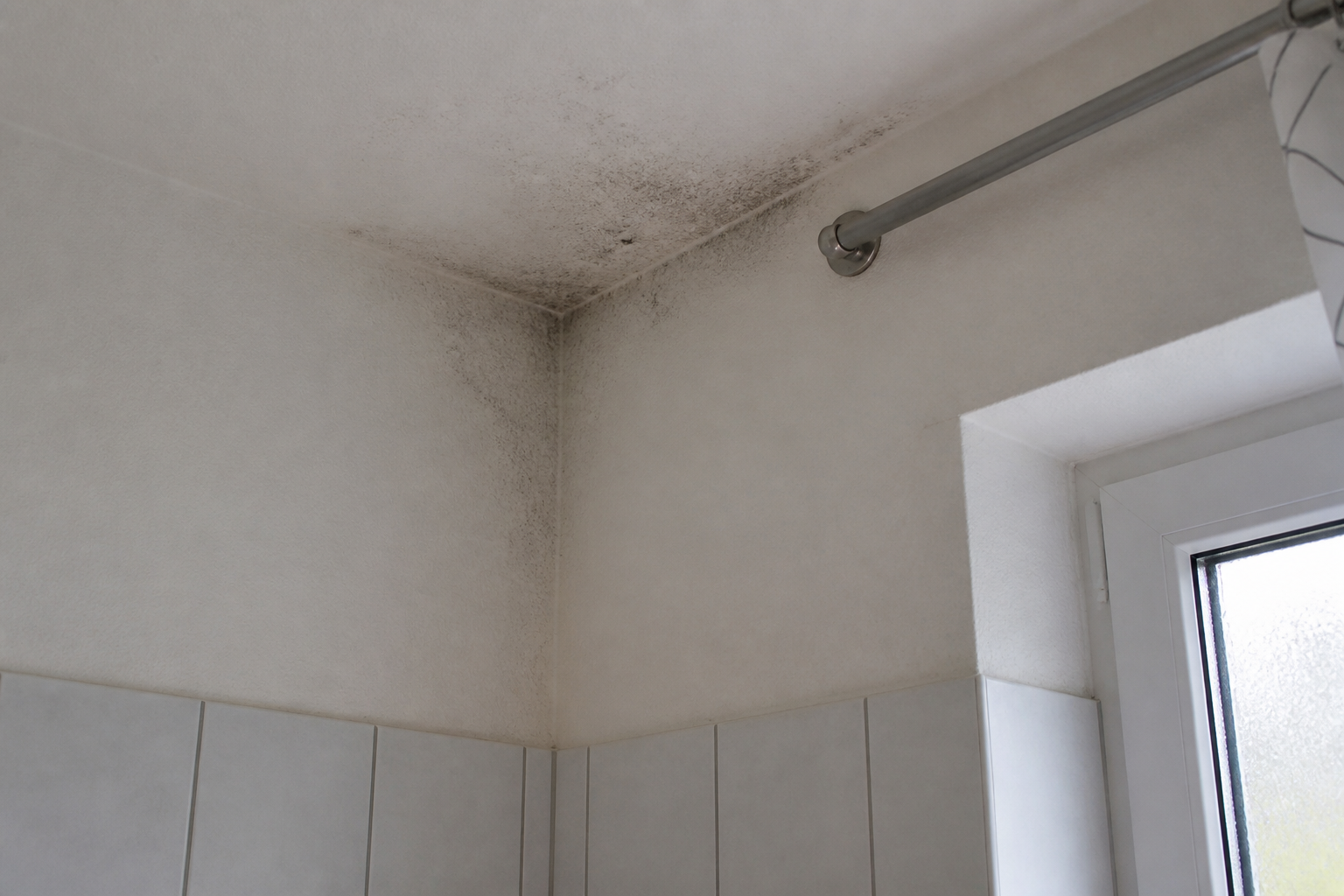 Schimmelstellen in einem normalen Badezimmer